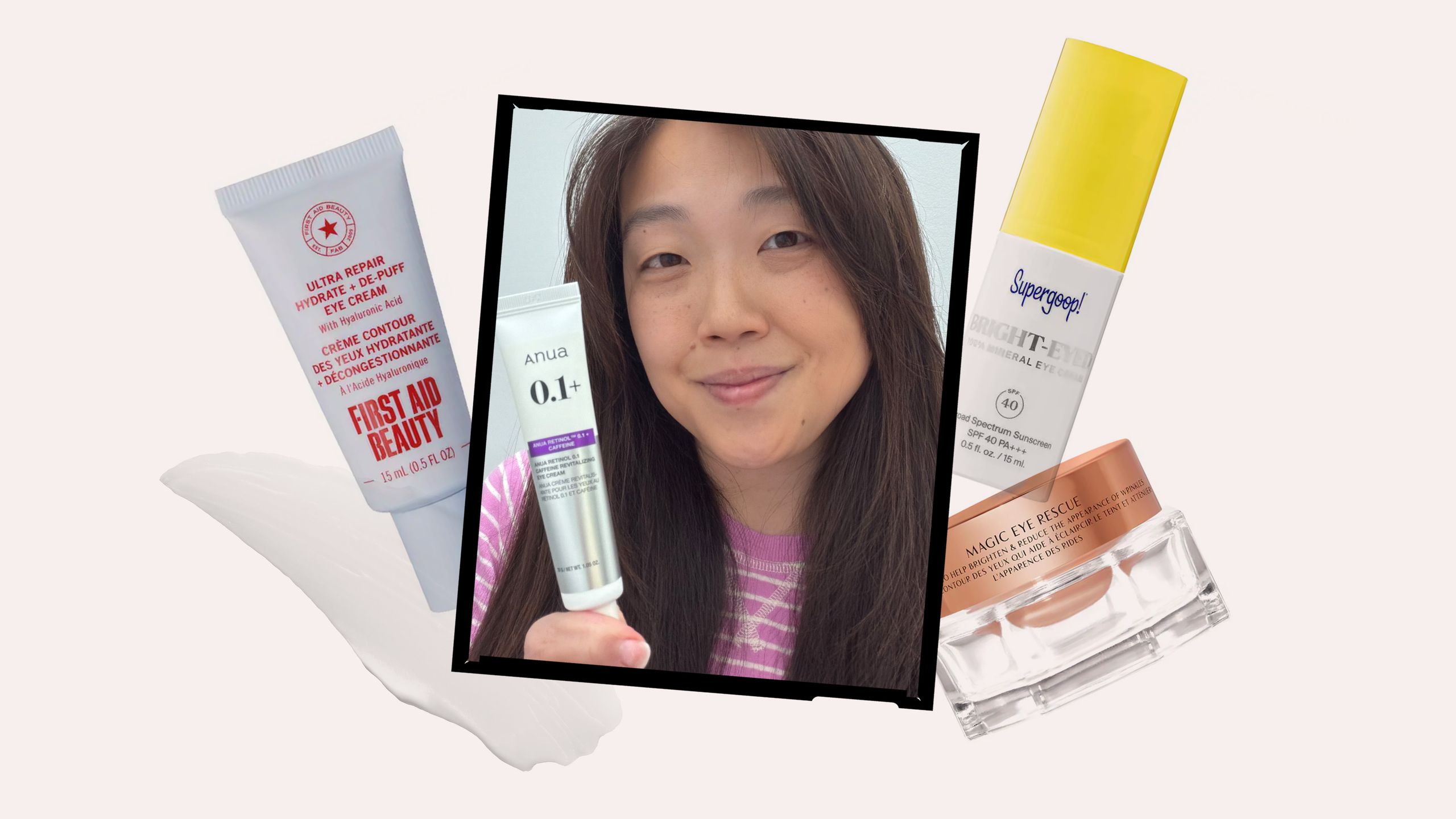Image contains Allure contributing commerce writer Christa Joanna Lee with the Anua Retinol 0.1 Caffeine Revitalizing...