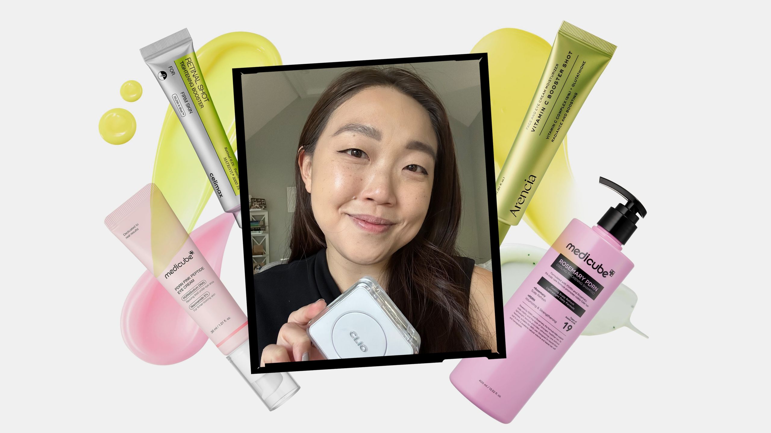 Image contains Allure contributing commerce writer Christa Joanna Lee holding the Clio Kill Cover Cushion Foundation...