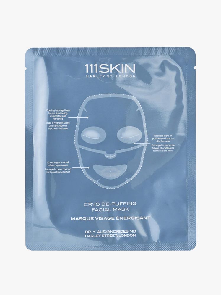 111Skin Cryo De-Puffing Facial Mask in branded component on a light gray background