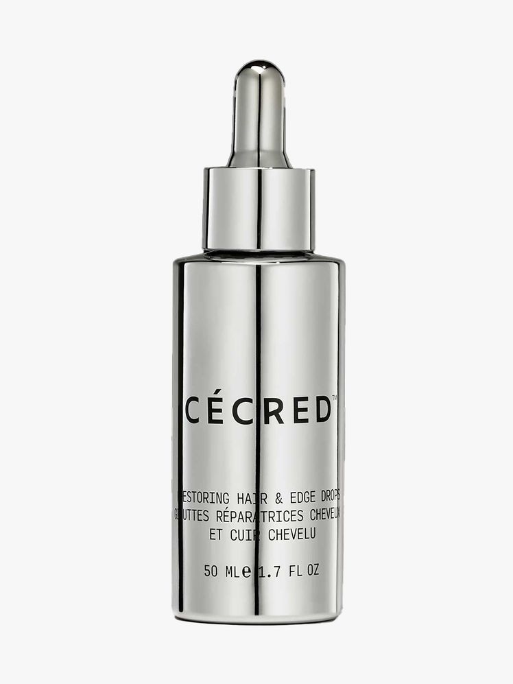 Cécred Restoring Hair Edge Drops silver dropper bottle on light gray background