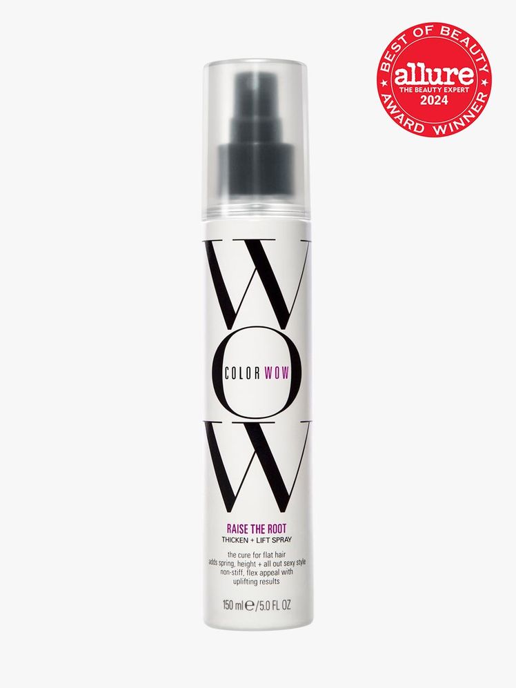 root spray in branded white bottle with black spray pump on light gray background with red and white 2024 allure best of...