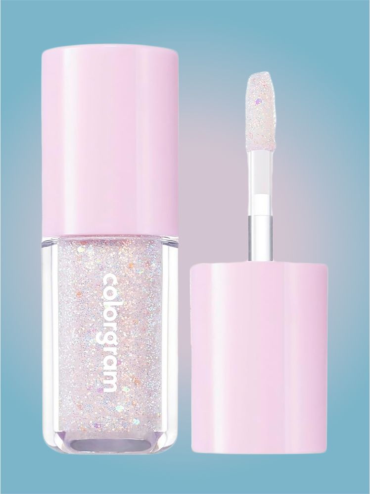 COLORGRAM Milk Bling Shadow 01 Double Star in branded component on a pink and blue background