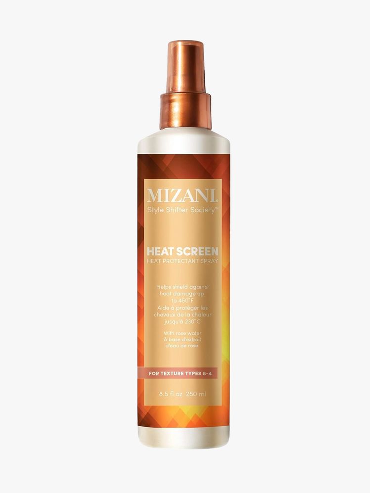 Mizani Heat Screen Heat Protectant Spray in branded component on a light gray background