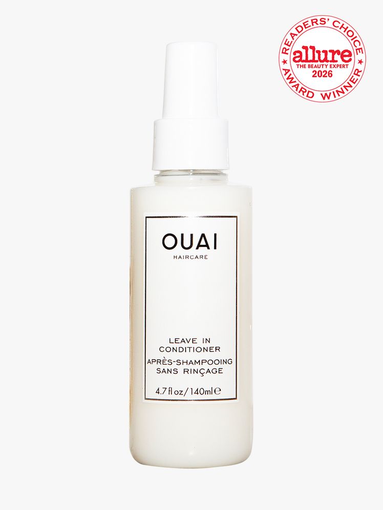 Bottle of OUAI Leave In Conditioner on white background