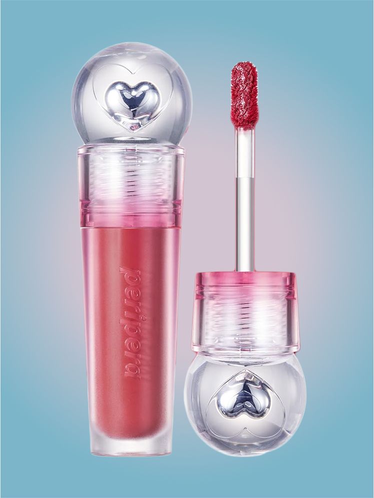 Peripera Ink Jellable Tint in branded component on a pink and blue background