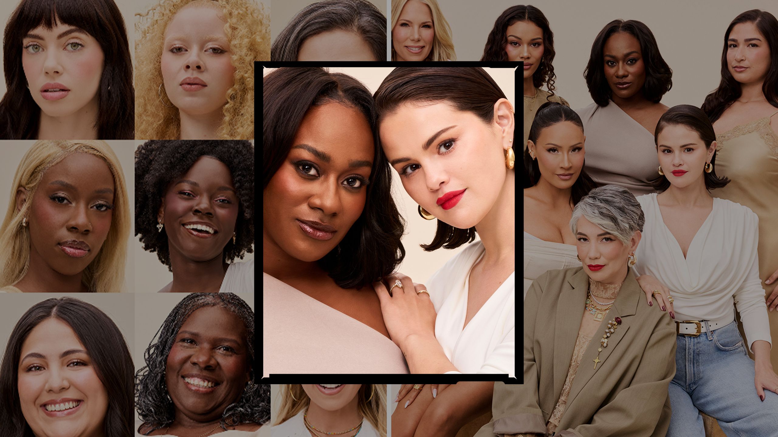 Selena Gomez and other Latin American women post for a Rare Beauty foundation campaign