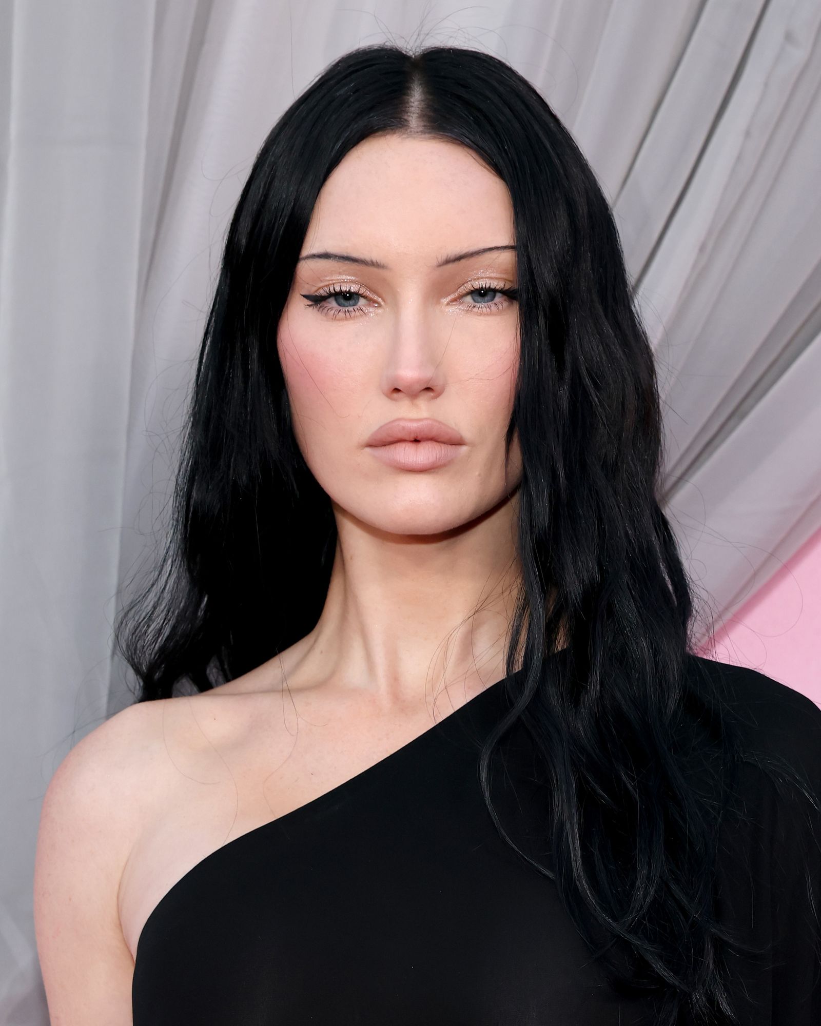 Closeup of a woman with Reflective lids.