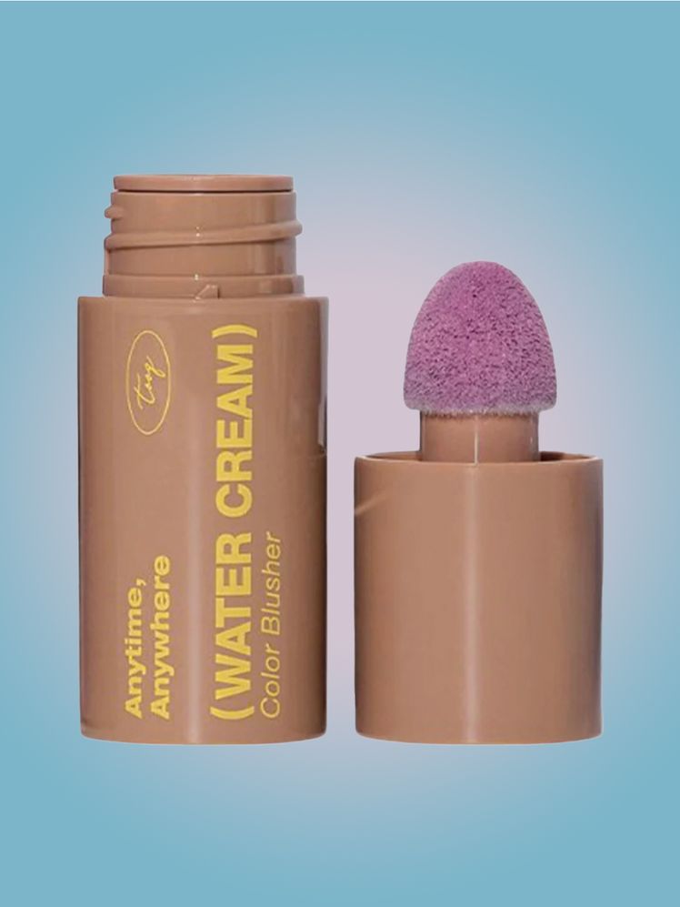 Tooq Water Cream Color Blusher brown vial of cream blush on light gray background