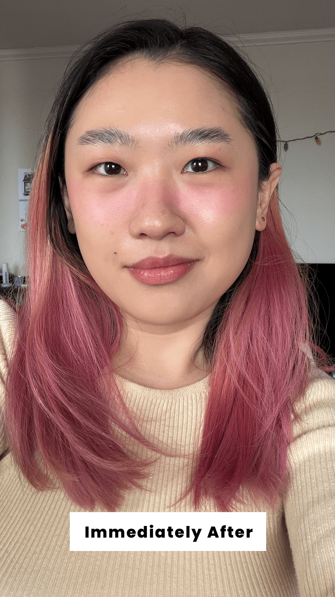 Han immediately after applying the Beauty of Joseon Day Dew Sunscreen