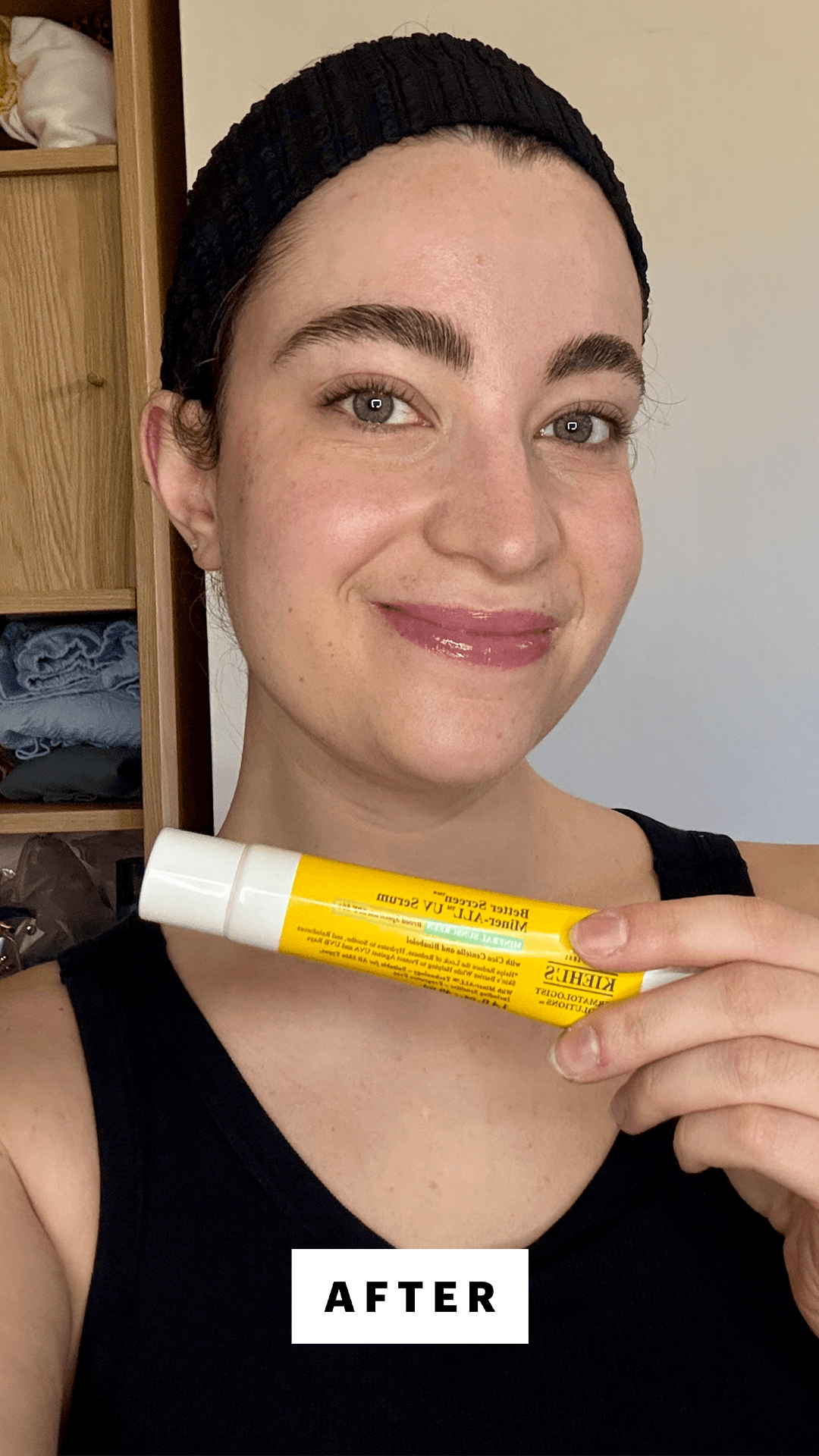 Felbin after applying the Kiehls Better Screen MinerAll UV Serum SPF 50