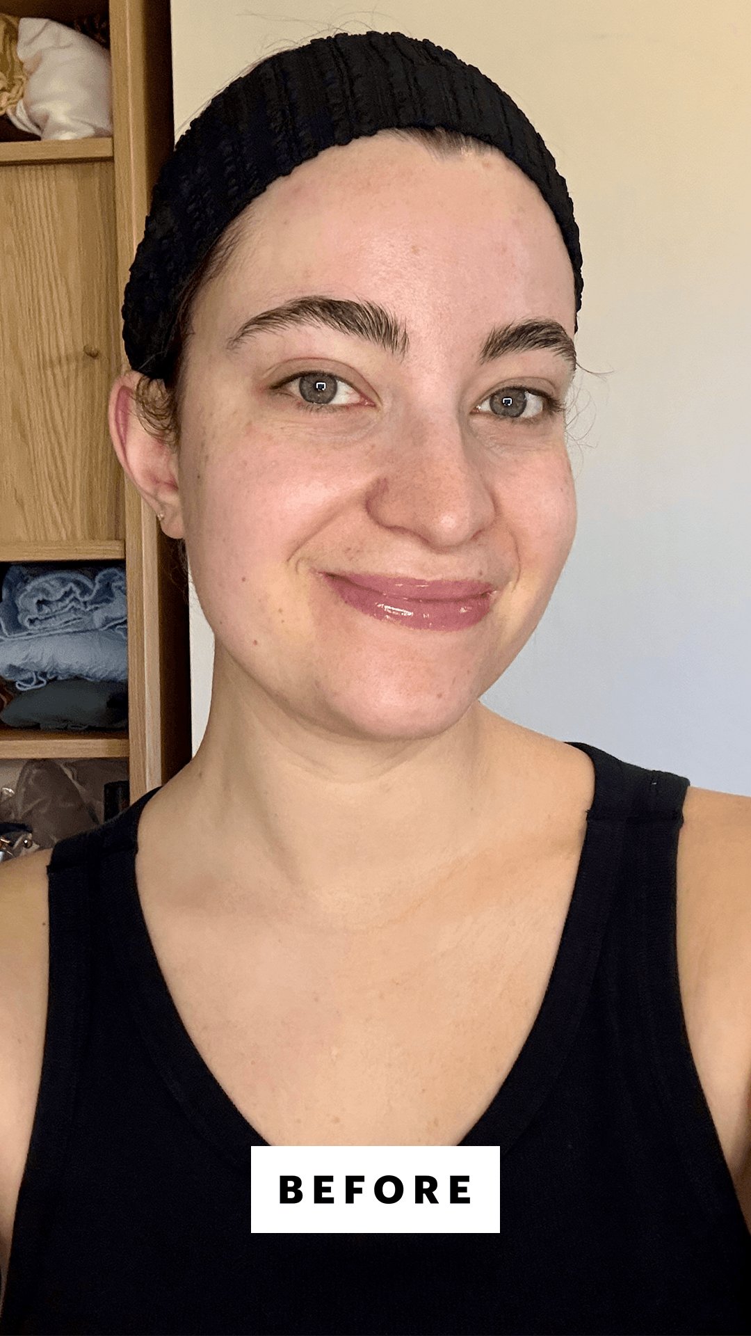 Felbin before applying the Kiehls Better Screen MinerAll UV Serum SPF 50